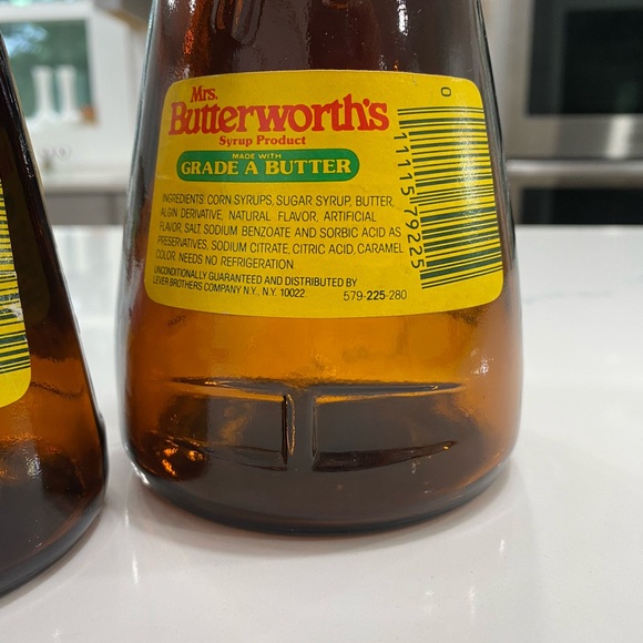 Vintage Estate Set Of 2 Mrs Butterworth’s Amber Brown Glass Bottles 12 & 24 Oz - Picture 6 of 9
